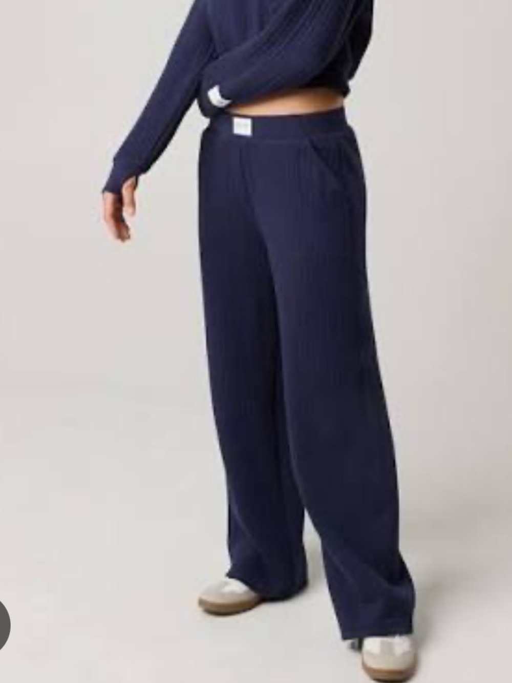Offline by aerie coffee run trouser Ribbed Wide-Leg Pants in Navy
